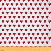 Homewish Heart Print Fabric by the Yard 1 Yard,Cartoon Pattern Home Decor Fabric by the Yard,Red White Sewing Fabric For Princess,Ultra Soft Home Decor