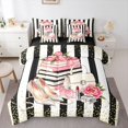 thumbnail image 1 of Homewish High Heels Lipstick Perfume 7pcs Queen Bedding,Classic Books Handbag Bedding Comforter Set Queen,Black Reversible, 1 of 8