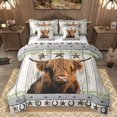 thumbnail image 1 of Homewish Highland Cattle 7 Pieces Bedding Comforter Set for Kids Children Boys Girls,Rustic Cabin Full Bedding Set Lightweight,Retro Vintage Fitted Sheet Flat Sheet,Lightweight Room Decor,Reversible, 1 of 8