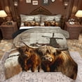 thumbnail image 1 of Homewish Highland Cattle Bedding Comforter Set 2pcs for Teenagers,Farmhouse Animal Twin Comforter Sets Microfiber,Vintage Windmill Breathable Bedding Set,Lightweight Room Decor,Reversible, 1 of 8