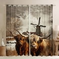 thumbnail image 1 of Homewish Highland Cattle Black Out Curtains for Teenagers,Farmhouse Animal Curtains Pack of 2 (42x63 Each),Vintage Windmill Bedroom Curtains,Lightweight Room Decor, 1 of 6