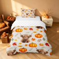 thumbnail image 1 of Homewish Highland Cattle Twin Duvet Cover, Autumn Leaf Pumpkin Twin Bedding, Cream Orange Green, Reversible 2-Piece, 1 Duvet Cover and 1 Pillowcase, 1 of 4