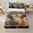 thumbnail image 1 of Homewish Highland Cow Flower Crown Meadow Zipper Full Size Comforter Sets with Fitted Sheet and 2 Pillowcases,Beige Multicolor Rustic Zipper Bedding Set,Polka Dots Reversible,4 Pieces, 1 of 7