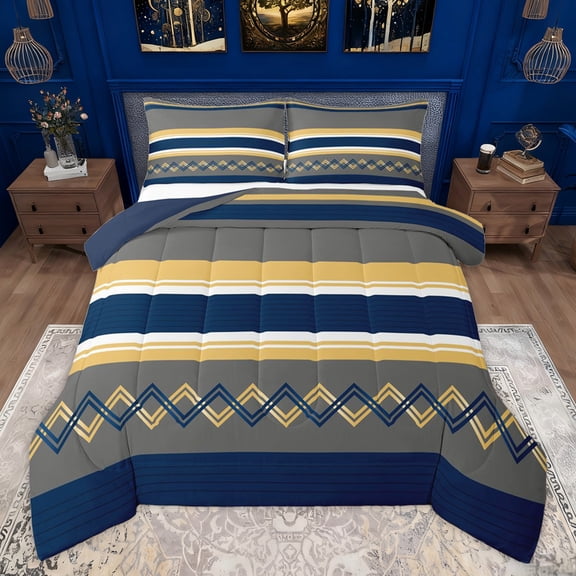 Homewish Hippie Abstract Bedding Comforter Set for Women, Chic Minimalism Lines Twin Comforter Sets, Modern Fashion Theme Reversible Bedding Set, Ultra Soft Bedroom Decor, 2-Piece