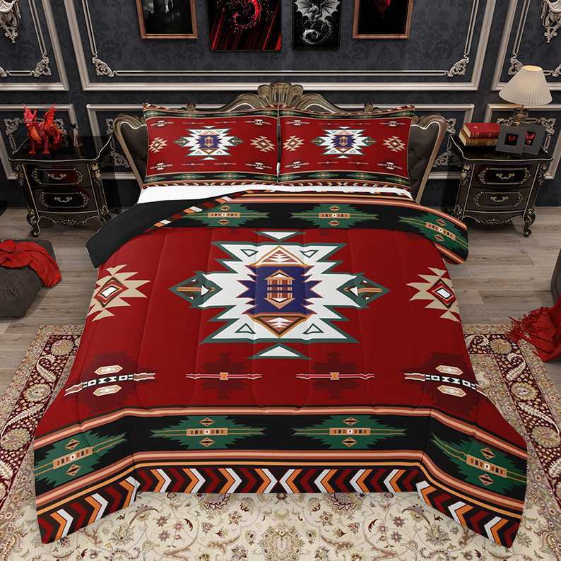 Homewish Hippie Aztec Female Bedding Comforter Set, Vintage Western Red ...