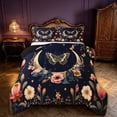 thumbnail image 1 of Homewish Hippie Butterfly Queen Comforter Set, Flower Moon Stars Comforter Sets Queen, Black Reversible 3 Piece, 1 Comforter and 2 Pillowcases, 1 of 6
