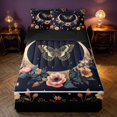 thumbnail image 1 of Homewish Hippie Butterfly Zipper Full Size Comforter Sets with Fitted Sheet and 2 Pillowcases, Flower Moon Stars Zipper Bedding Set, Black Reversible, 1 of 7