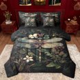 thumbnail image 1 of Homewish Hippie Dragonfly Bedding Comforter Set 7pcs, Rustic Boho Animal King Bedding Sets, Jungle Plant Botanical Reversible Bed Sheets, Ultra Soft Bedroom Decor, 1 of 7