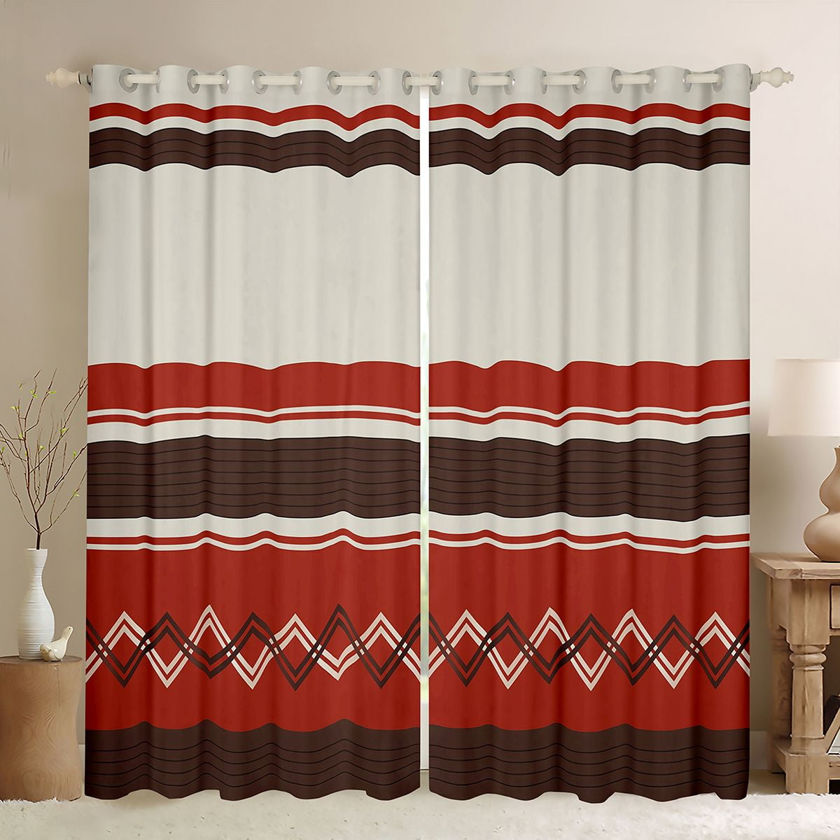 Homewish Hippie Maroon Abstract Black Out Curtains for Women, Chic ...
