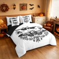 thumbnail image 1 of Homewish Hippie Moth King Bedding, Vintage Floral King Bed in a Bag, Black White Gray, Black Reversible 7-Piece, 1 of 7