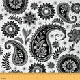 thumbnail image 1 of Homewish Hippie Paisley Print 01 for Adult, Bohemian Style Room Decor Fabric by the Yard, White Black Floral Sewing Fabric, Luxury Bedroom Decor, 1 of 6