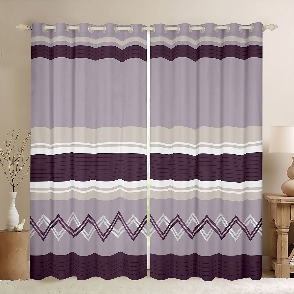 Homewish Hippie Plum Abstract Black Out Curtains for Women, Chic ...
