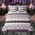 thumbnail image 1 of Homewish Hippie Plum Abstract Twin Bedding Sets 7-Piece for Women, Chic Minimalism Bedding Comforter Set, Modern Fashion Theme Reversible Sheet Sets, Ultra Soft Bedroom Decor, 1 of 8