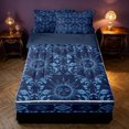 thumbnail image 1 of Homewish Hippie Sun and Moon Zipper Full Size Comforter Sets with Fitted Sheet and 2 Pillowcases, Blue Black Aztec Zipper Bedding Set, Navy Blue Reversible, 1 of 7