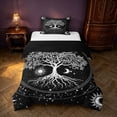 thumbnail image 1 of Homewish Hippie Tree of Life Twin Duvet Cover, Cosmos Stars Moon Sun Twin Bedding, White Black, Black Reversible 2-Piece, 1 Duvet Cover and 1 Pillowcase, 1 of 5