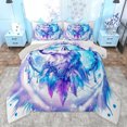 thumbnail image 1 of Homewish Hippie Western Wolf Queen Comforter Set for Teen, Cartoon Mystic Animal Bedding Sets, Boho Dreamcatcher Reversible Bedding Comforter Set, Lightweight Room Decor, 3pcs, 1 of 8