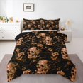 thumbnail image 1 of Homewish Hipple Death Skull Queen Comforter Set,Goth Floral Comforter Sets Queen,Halloween Duvet,Black Reversible,3-Piece,1 Comforter and 2 Pillowcases, 1 of 7