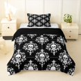 thumbnail image 1 of Homewish Hipple Halloween Skull Twin Comforter Sets,Vintage Damask Bedding Set,Black White,Black Reversible,2 Pieces,1 Comforter and 1 Pillowcase, 1 of 7