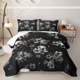 thumbnail image 1 of Homewish Hipple Halloween Skull Twin Quilt Set,Flower Blossom Twin Coverlet Set,Gray,2 Pieces, 1 of 7
