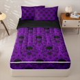 thumbnail image 1 of Homewish Hipple Halloween Skull Zipper Queen Comforter Set with Fitted Sheet and 2 Pillowcases,Purple Damask Zipper Bedding Set,Black Reversible,4pcs, 1 of 8