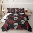 thumbnail image 1 of Homewish Hipple Sugar Skull Twin Quilt Set,Romantic Red Rose Twin Coverlet Set,Halloween Duvet,2pcs, 1 of 7