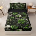 thumbnail image 1 of Homewish Hipple Sugar Skull Zipper Twin Comforter Sets with Fitted Sheet and 2 Pillowcases,Green Rose Floral Zipper Bedding Set,Happy Halloween Bed Set,Black Reversible,4pcs, 1 of 8
