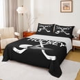 thumbnail image 1 of Homewish Hockey Black White King 4-Piece Reversible Boys Kids Ball Sport Lover Sheet Set, 1 of 7