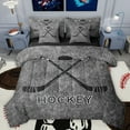 thumbnail image 1 of Homewish Hockey Sport Game 7-Piece Twin Bedding Sets,Boys Ball Gamer Bedding Comforter Set,Gray Black Sheet Sets For Boys Teens,Breathable Home Decor Reversible, 1 of 8