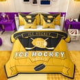 thumbnail image 1 of Homewish Hockey Sport Theme 7-Piece Twin Bedding Sets,Ball Gamer Bedding Comforter Set,Yellow Black Sheet Sets For Kids,Microfiber Bedroom Decor Reversible, 1 of 8