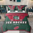 thumbnail image 1 of Homewish Hockey Sport Theme 7pcs Bedding Comforter Set,Ball Gamer Queen Bedding Sets,Red Green Queen Sheet Sets For Kids,Microfiber Bedroom Decor Reversible, 1 of 8