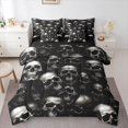 thumbnail image 1 of Homewish Horror Gothic Skull 7-Piece Twin Bedding,Halloween Themed Bedding Comforter Set,Gray,Black Reversible, 1 of 8