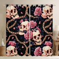 thumbnail image 1 of Homewish Horror Gothic Skull Blackout Curtains Set of 2 (52x84 Each),Pink Rose Flowers Curtain,Happy Halloween Living Room Curtains, 1 of 6