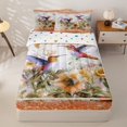 thumbnail image 1 of Homewish Hummingbird Floral Zipper Twin Comforter Sets with Fitted Sheet and 2 Pillowcases, Orange Sequin Print Zipper Bedding Set, Polka Dots Reversible, 4pcs, 1 of 6