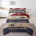 thumbnail image 1 of Homewish Hunting and Fishing Bedding Comforter Set, Rustic Cabin Paddle Twin Comforter Sets, Wheat Navy Abstract Reversible Bedding Set, Super Cozy Room Decor, 2 Pieces, 1 of 8