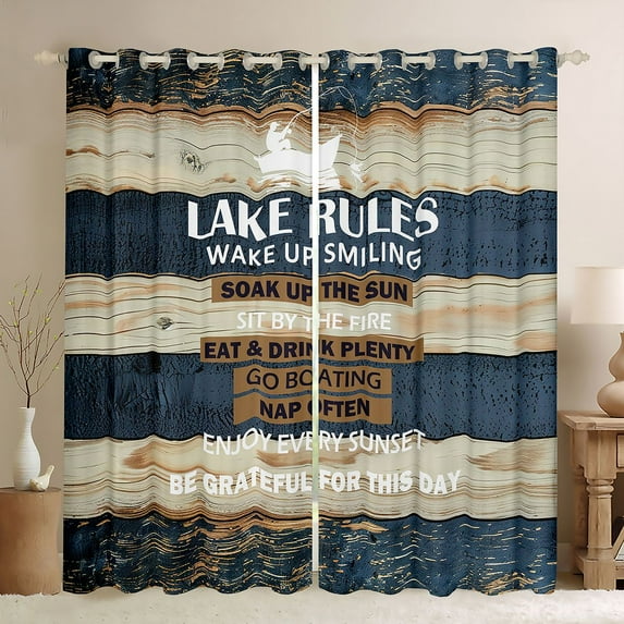 Homewish Hunting and Fishing Black Out Curtains, Rustic Lodge Cabin Curtains Pack of 2 (42x63 Each), Western Farmhouse Bedroom Curtains, Blackout Curtains Home Decor
