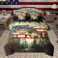 thumbnail image 1 of Homewish Hunting Pike Fish Bedding Comforter Set 7 Pieces for Adult, Rustic Farmhouse Full Bedding Set, Western US Flag Reversible Fitted Sheet Flat Sheet, Ultra Soft Bedroom Decor, 1 of 8