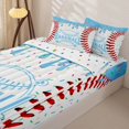 thumbnail image 1 of Homewish Ice Cream Baseball Zipper Full Size Comforter Sets with Fitted Sheet and 2 Pillowcases for Kids, Blue Cartoon Zipper Bedding Set, Polka Dots Reversible, 4-Piece, 1 of 6