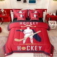thumbnail image 1 of Homewish Ice Hockey 7-Piece Bedding Comforter Set,Sport City King Bedding Sets,Red Black White Bed Sheets For Boys,Ultra Soft Bedroom Decorative Reversible, 1 of 8