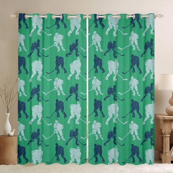 Homewish Ice Hockey Curtains Pack of 2 (42x84 Each) For Teens,Ball Game Curtains Blackout,Sport Theme Bedroom Curtains,Luxury Bedroom Decor