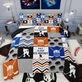 thumbnail image 1 of Homewish Ice Hockey Game Queen Comforter Set,Ball Sport Lovers Bedding Sets,Geometric Waves Striped Lines Bedding Comforter Set For Boys,Microfiber Bedroom Decor Reversible,3 Pieces, 1 of 8