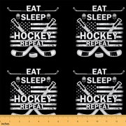 Homewish Ice Hockey Player Fabric by the Yard 1 Yard, Black White American Flag Room Decor Fabric by the Yard, Eat Sleep Sport Sewing Fabric, Microfiber Bedroom Decor