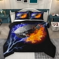 thumbnail image 1 of Homewish Ice Hockey Sport Queen Comforter Set,Ball Game Theme Bedding Sets,Orange Black Blue Bedding Comforter Set For Boys Kids,Ultra Soft Home Decor Reversible,3 Pieces, 1 of 8