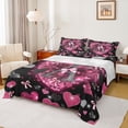 thumbnail image 1 of Homewish Initial A Letter Twin Sheet Sets, Kawaii Princess Bowknot Twin Fitted Sheet, Romantic Love Heart Flat Sheet, Breathable Home Decor, 3 Pieces, 1 of 7