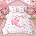 thumbnail image 1 of Homewish Initial Alphabet D Girl 7 Pieces Bedding Comforter Set,Kawaii Pink Bowtie Full Bedding Set Lightweight,Dreamy Princess Fitted Sheet Flat Sheet,Super Cozy Room Decor,Reversible, 1 of 8