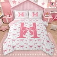 thumbnail image 1 of Homewish Initial Alphabet H Girl 2pcs Bedding Comforter Set,Kawaii Pink Bowtie Twin Comforter Sets,Dreamy Princess Breathable Bedding Set,Super Cozy Room Decor,Reversible, 1 of 8