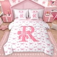 thumbnail image 1 of Homewish Initial Alphabet R Girl 7-Piece Twin Bedding Sets,Kawaii Pink Bowtie Bedding Comforter Set,Dreamy Princess Breathable Sheet Sets,Super Cozy Room Decor,Reversible, 1 of 8