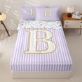 thumbnail image 1 of Homewish Initial B Zipper Full Size Comforter Sets with Fitted Sheet and 2 Pillowcases for Kid, Fashion Abstract Line Zipper Bedding Set, Stars Reversible, 4 Pieces, 1 of 6