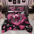 thumbnail image 1 of Homewish Initial D Letter Full Size Comforter Sets, Kawaii Princess Bowknot Bedding Set, Romantic Love Heart Reversible Lightweight Room Decor, 3 Pieces, 1 of 9