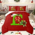 thumbnail image 1 of Homewish Initial E Letter Queen Comforter Set for Kids, Kawaii Santa Claus Hat Bedding Sets, Red Green Christmas Reversible Bedding Comforter Set, Lightweight Room Decor, 3-Piece, 1 of 8