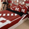 thumbnail image 1 of Homewish Initial H Football Print Zipper Twin Comforter Sets with Fitted Sheet and 2 Pillowcases for Boys Girls,Teens Sport Rugby Zipper Bedding Set,4-Piece,Black Reversible, 1 of 6
